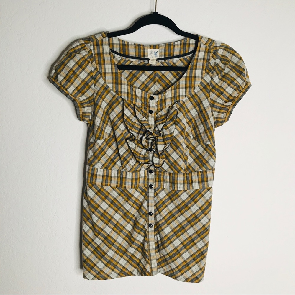 Anthropologie Edme & Esyllte Plaid Top Size 8